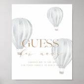 Raad eens hoeveel Baby shower gebarentje blauw sch Poster (Voorkant)