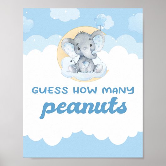 Raad eens hoeveel Baby shower pinda's elphant Boy Poster (Voorkant)