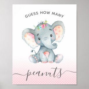 Raad eens hoeveel Baby shower pinda's olifant Poster
