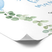 Raad eens hoeveel baby shower spel blauwe ballonne poster (Hoek)