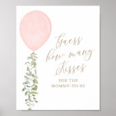 Raad eens hoeveel Baby shower van Kisses roze ball Poster (Voorkant)