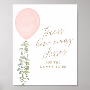 Raad eens hoeveel Baby shower van Kisses roze ball Poster