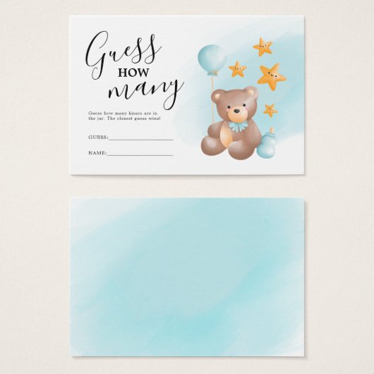 Raad eens hoeveel Beer Baby shower Visitekaartje (Voorkant /achterkant)