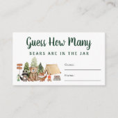 Raad eens hoeveel Beren Woodland Baby shower spel Informatiekaartje (Voorkant)