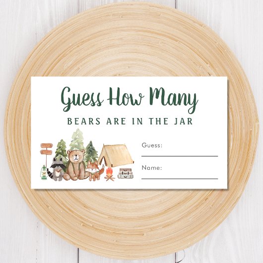 Raad eens hoeveel Beren Woodland Baby shower spel Informatiekaartje