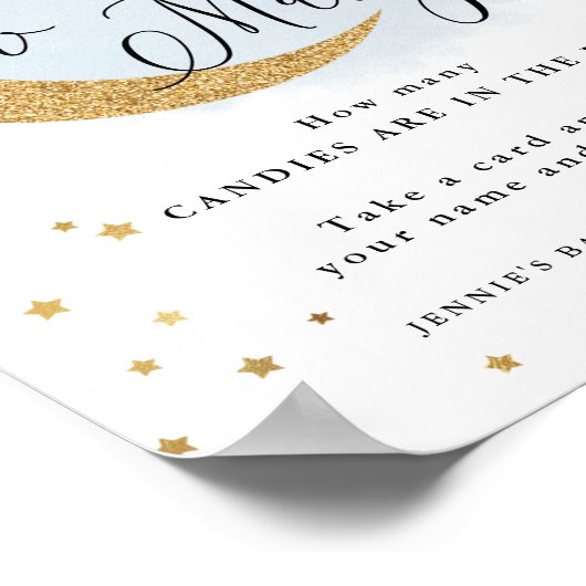 Raad eens hoeveel Blue Over the Moon Baby shower G Poster (Hoek)