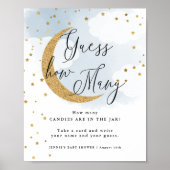 Raad eens hoeveel Blue Over the Moon Baby shower G Poster (Voorkant)