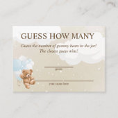 Raad eens hoeveel Blue Teddy Bear Baby shower Kaar Informatiekaartje (Voorkant)
