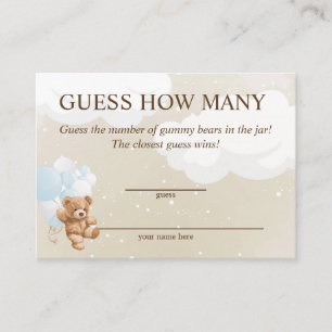 Raad eens hoeveel Blue Teddy Bear Baby shower Kaar Informatiekaartje