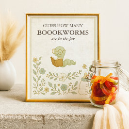Raad eens hoeveel boekenwurmen Baby shower Poster