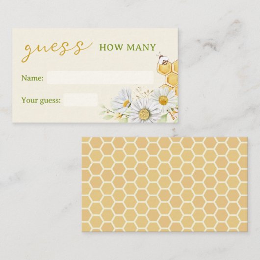 Raad eens hoeveel Bumblebee Honeybee Party Fun Gam Informatiekaartje (Voorkant / Achterkant)