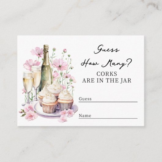 Raad eens hoeveel champagne roze bloem Vrijgezelle Informatiekaartje (Voorkant)