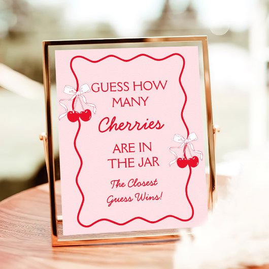Raad eens hoeveel Cherry Baby shower spel Poster