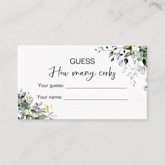 Raad eens hoeveel Corks Bruidsspel Informatiekaartje (Voorkant)