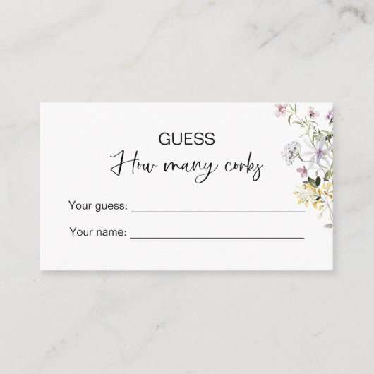 Raad eens hoeveel Corks Bruidsspel Informatiekaartje (Voorkant)