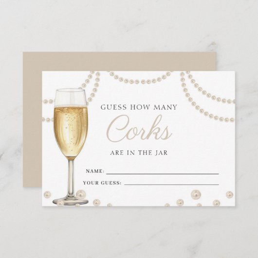 Raad eens hoeveel Corks Prosecco Vrijgezellenfeest Informatiekaartje (Voorkant / Achterkant)