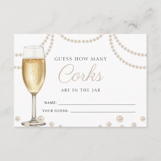 Raad eens hoeveel Corks Prosecco Vrijgezellenfeest Informatiekaartje (Voorkant)