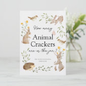 Raad eens hoeveel Crackers Woodland Baby shower Ka Kaart (Staand voorkant)
