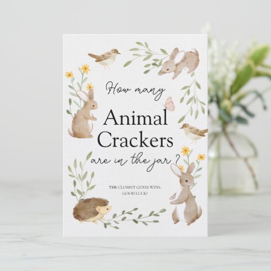 Raad eens hoeveel Crackers Woodland Baby shower Ka Kaart (Staand voorkant)