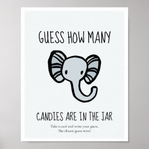 Raad eens hoeveel Cute Blue Baby shower game Poster