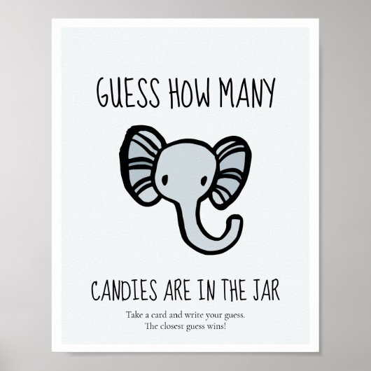 Raad eens hoeveel Cute Blue Baby shower game Poster (Voorkant)