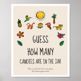 Raad eens hoeveel Cute tropical Baby shower game Poster