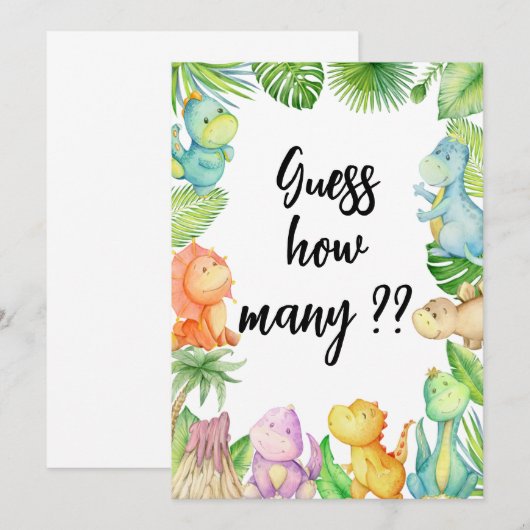 Raad eens hoeveel Dinosaur Baby shower Kaart (Voorkant / Achterkant)