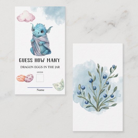 Raad eens hoeveel Dragon Eggs Baby shower Game Informatiekaartje (Voorkant / Achterkant)