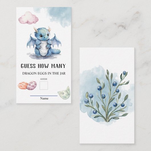 Raad eens hoeveel Dragon Eggs Baby shower Game Informatiekaartje (Voorkant / Achterkant)