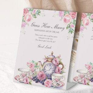 Raad eens hoeveel Floral Tea Party Baby shower Reclamebord Met Voetstuk