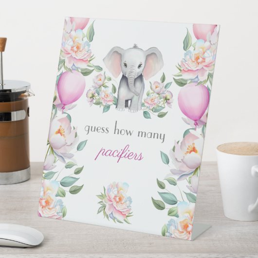 Raad eens hoeveel fopspenen Baby olifantspioenen Reclamebord Met Voetstuk (Insitu)