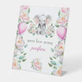 Raad eens hoeveel fopspenen Baby olifantspioenen Reclamebord Met Voetstuk (Voorkant)