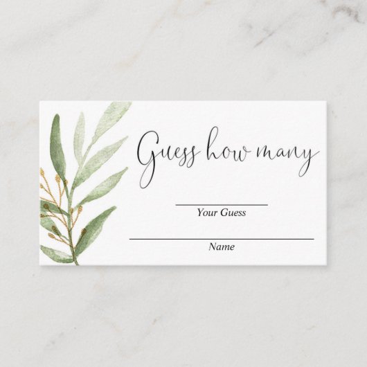 Raad eens hoeveel groene gouden baby showers kaart (Voorkant)