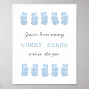 Raad eens hoeveel Gummy Beren Baby Blue Game Sign Poster