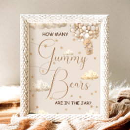 Raad eens hoeveel gummy Beren Baby shower game Poster