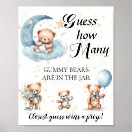 Raad eens hoeveel gummy Beren Baby shower spel Pos Poster