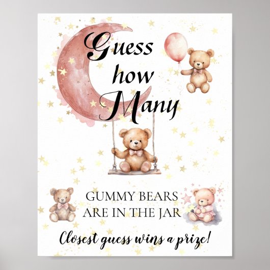 Raad eens hoeveel gummy Beren Baby shower spel Pos Poster (Voorkant)