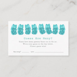 Raad eens hoeveel gummy Beren blauw Baby shower sp Informatiekaartje