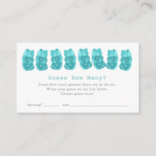 Raad eens hoeveel gummy Beren blauw Baby shower sp Informatiekaartje