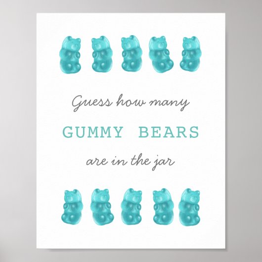 Raad eens hoeveel Gummy Beren Blue Game Sign Poster (Voorkant)
