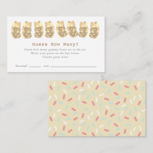 Raad eens hoeveel Gummy Beren Gold Baby shower spe Informatiekaartje (Voorkant / Achterkant)