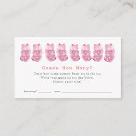 Raad eens hoeveel gummy Beren roze Baby shower spe Informatiekaartje