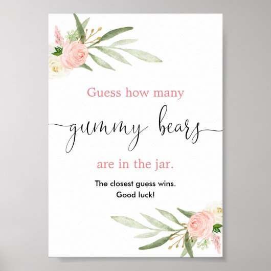 Raad eens hoeveel gummy beren roze goudgroen spele poster (Voorkant)