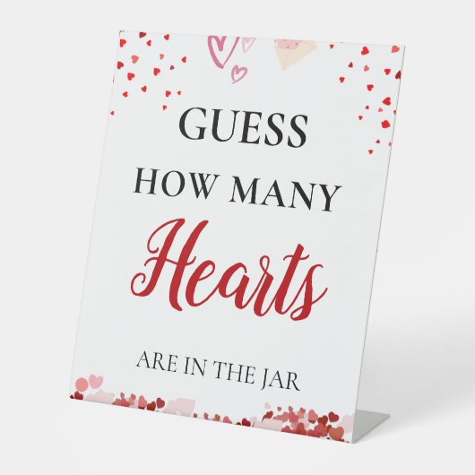 Raad eens hoeveel harten valentijn Vrijgezellenfee Reclamebord Met Voetstuk (Voorkant)