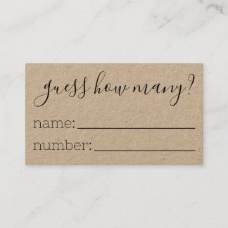 Raad eens hoeveel kaarten Baby shower game Contactkaartje