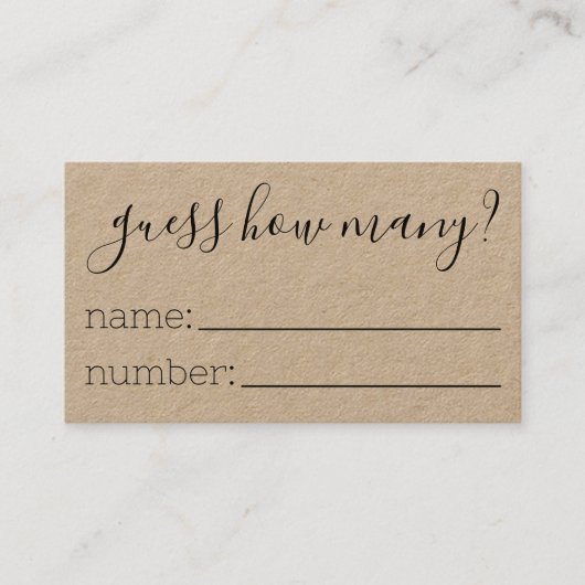 Raad eens hoeveel kaarten Baby shower game Contactkaartje (Voorkant)