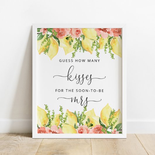 Raad eens hoeveel kisses citroenen bloemendouche s poster