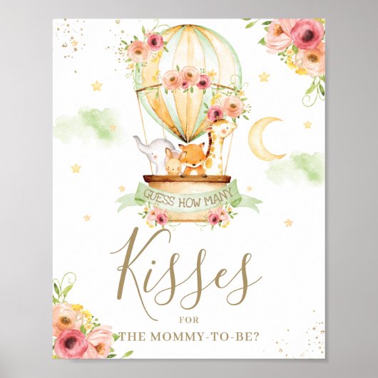 Raad eens hoeveel Kisses Game Sign Hot Air Ballon Poster (Voorkant)