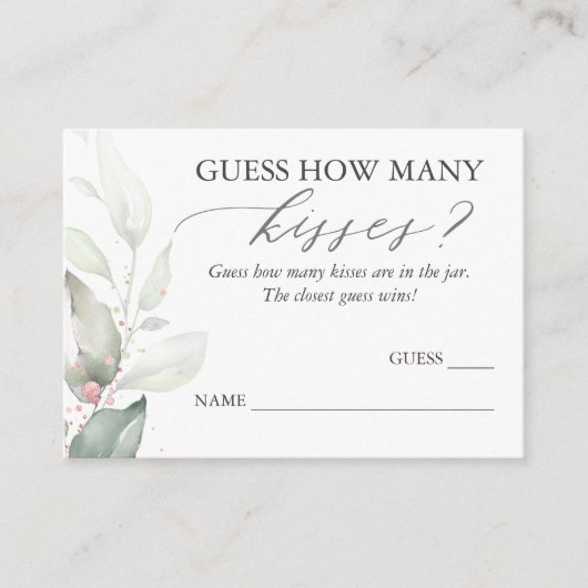 Raad eens hoeveel Kisses Greenery Game Cards Informatiekaartje (Voorkant)