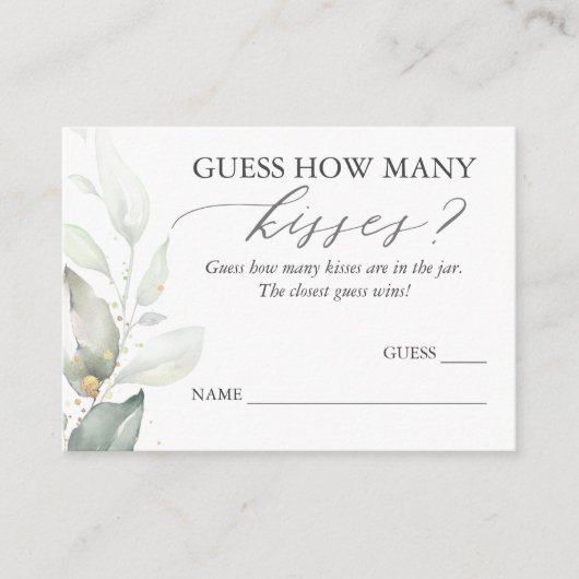 Raad eens hoeveel Kisses Greenery Game Cards Informatiekaartje (Voorkant)